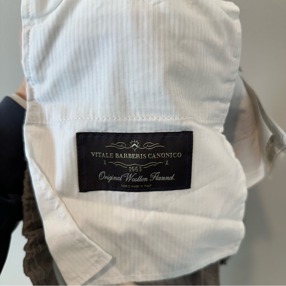 Suitsupply Wool Vitale Barberis Canonico Flannel Pinstriped Drawstring Pant Ames - Picture 12 of 16